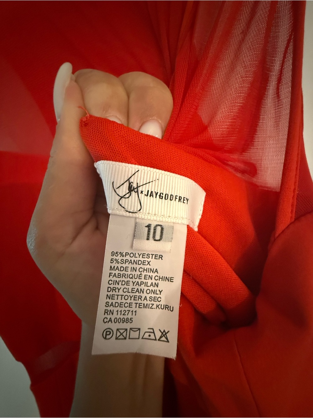 JAYGODFREY Red Sleeveless Mesh Yoke Prom Gown - Picture 5 of 5